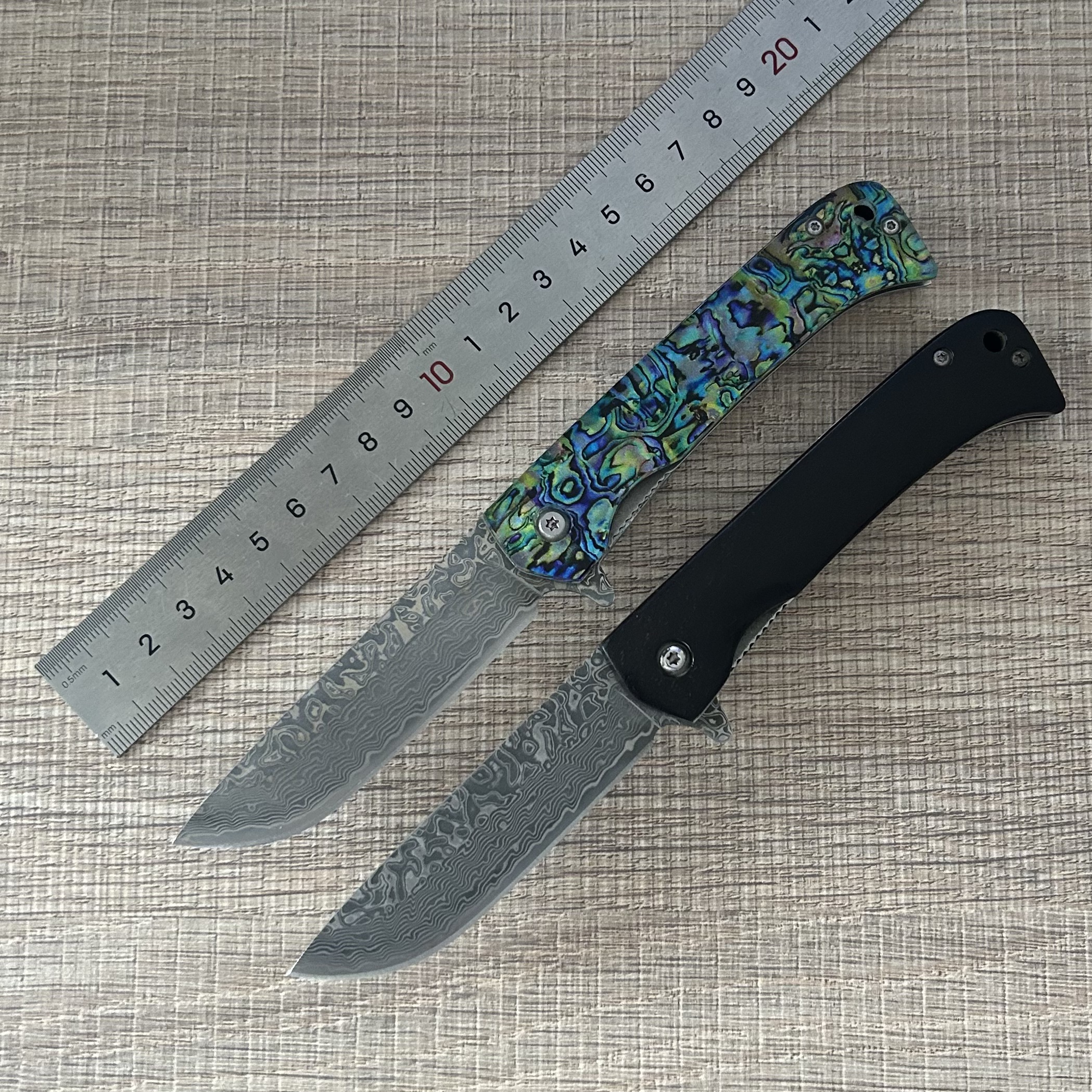 wholesale 3D Acrylic Handle Folding Knife – 10Cr13 Damascus Steel Blade Premium EDC & Collector’s Tool