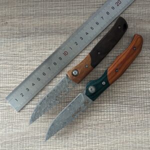 wholesale Colorful Wood Handle Damascus Folding Knife