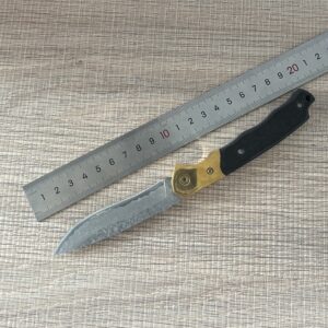 wholesale Damascus Folding Knife – Brass-Trim Handle Artisan EDC Tool